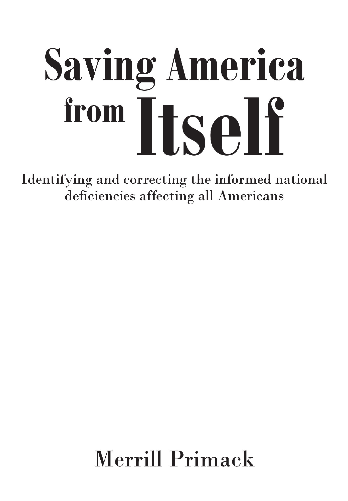 Saving America From Itself Cover Image